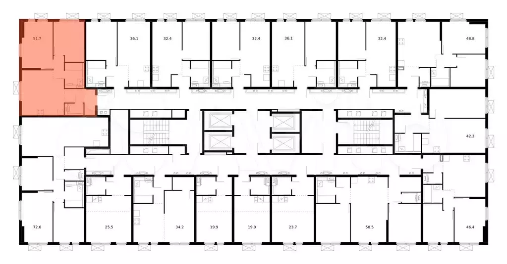 2-к. квартира, 51,7 м, 33/33 эт. - Фото 1