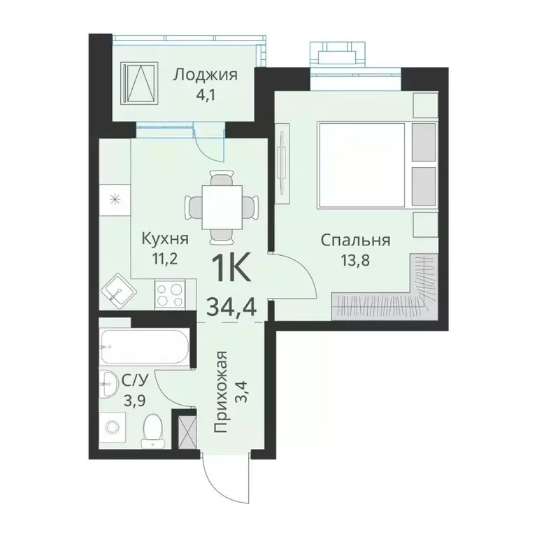 1-к кв. Новосибирская область, Новосибирск ул. Объединения, 28 (34.4 ... - Фото 0