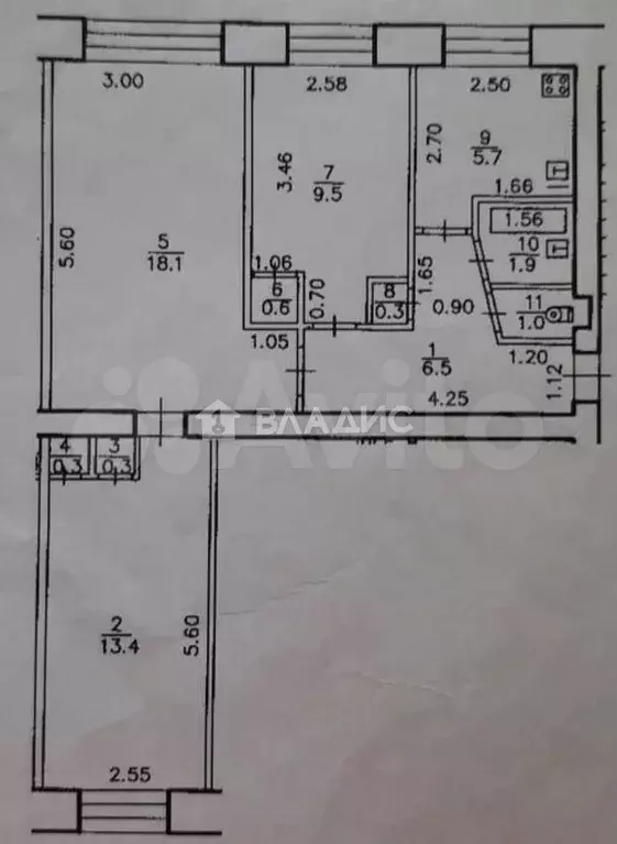 3-к. квартира, 57,8 м, 1/5 эт. - Фото 0