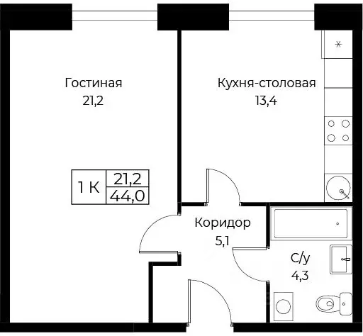 1-к кв. Москва ул. Наметкина, 10Д (44.0 м) - Фото 0