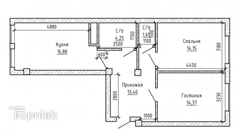 2-комнатная квартира: Нальчик, улица Героя России Т.М. Тамазова, 5 (74 ... - Фото 1