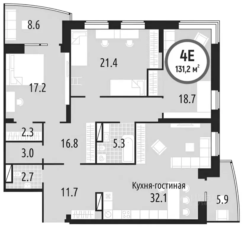 3-к кв. Тюменская область, Тюмень ул. Мельникайте, 30к4 (131.8 м) - Фото 1