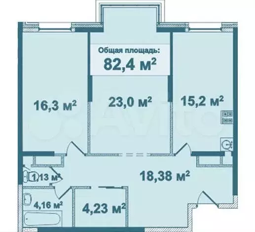 2-к. квартира, 82 м, 2/4 эт. - Фото 0