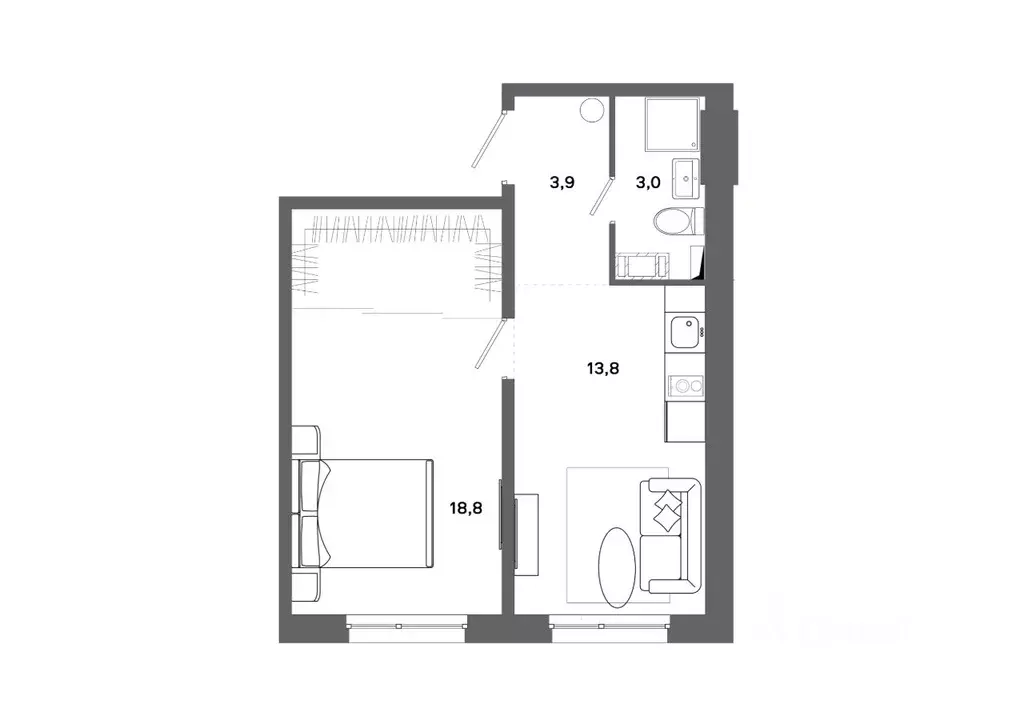 1-к кв. Ханты-Мансийский АО, Сургут 30А мкр,  (39.5 м) - Фото 0