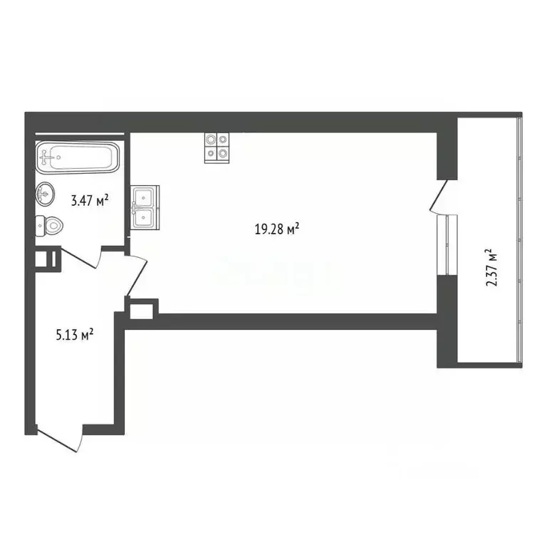 Студия Ярославская область, Ярославль ул. Дядьковская, 7 (30.25 м) - Фото 0