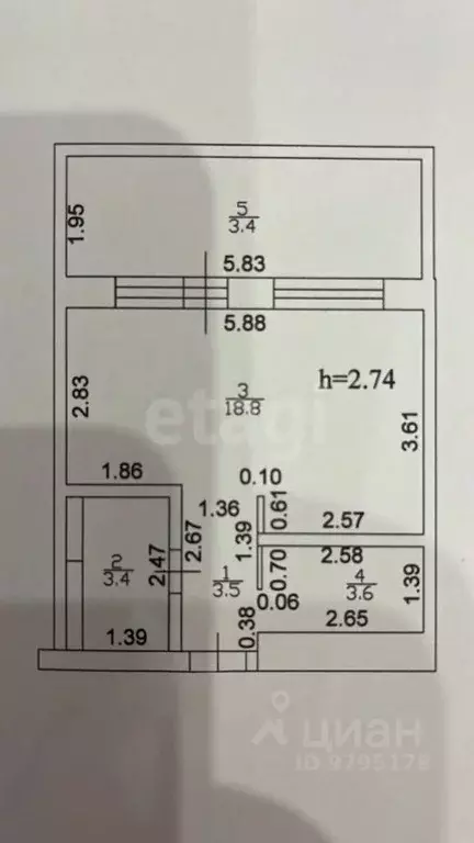 Студия Татарстан, Казань ул. Анаса Тазетдинова, 1 (30.5 м) - Фото 2