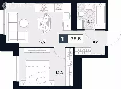 1-комнатная квартира: Москва, Лодочная улица, 27к2 (38.5 м) - Фото 0