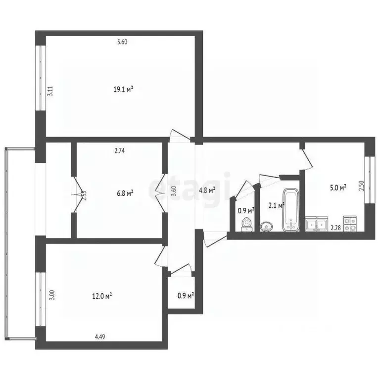 3-к кв. Крым, Евпатория ул. 60 лет ВЛКСМ, 8 (57.9 м) - Фото 2