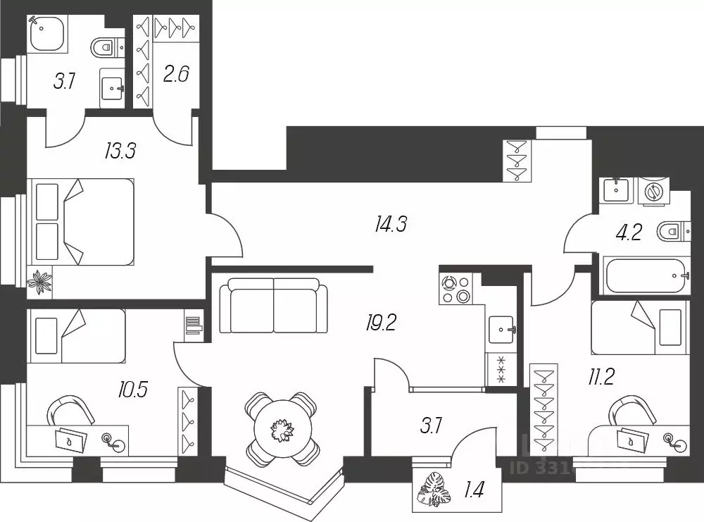 3-к кв. Тульская область, Тула ул. Михеева, 9А (84.1 м) - Фото 1