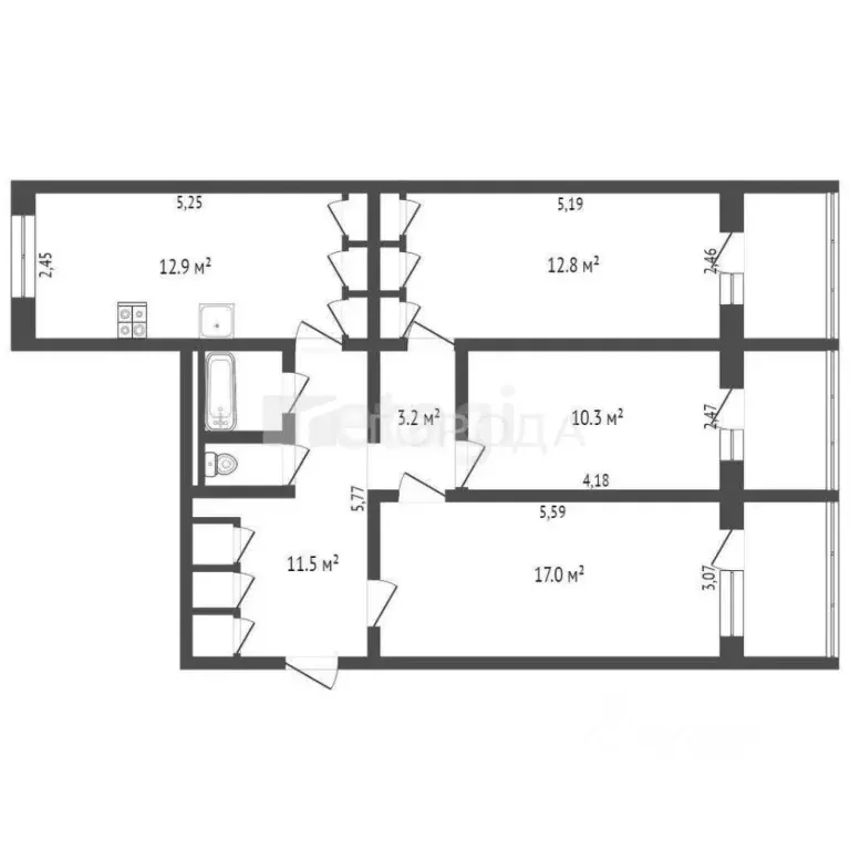 3-к кв. Новосибирская область, Новосибирск ул. Титова, 196 (90.0 м) - Фото 1