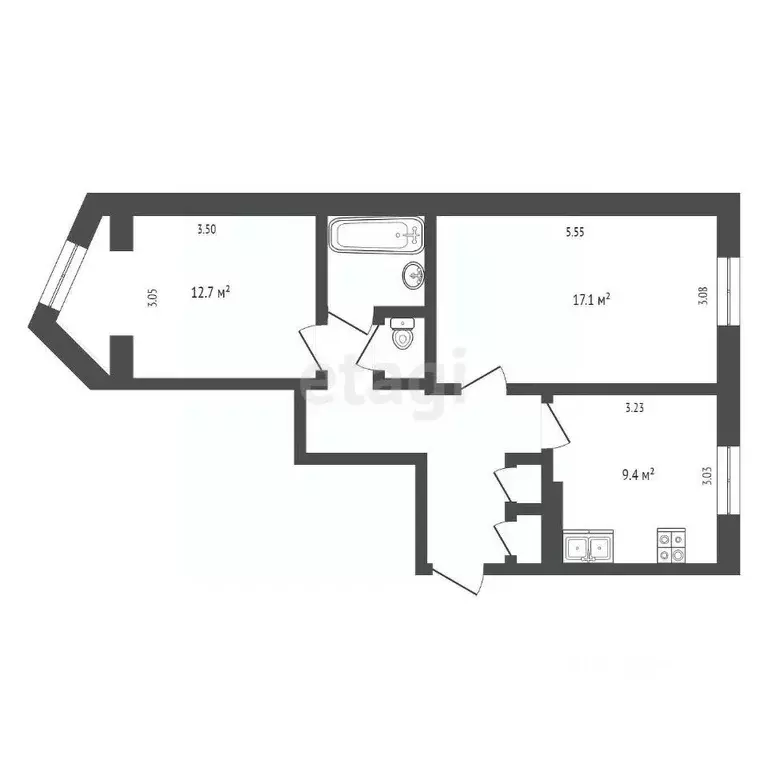2-к кв. Камчатский край, Вилючинск Центральный мкр, 31 (51.1 м) - Фото 2