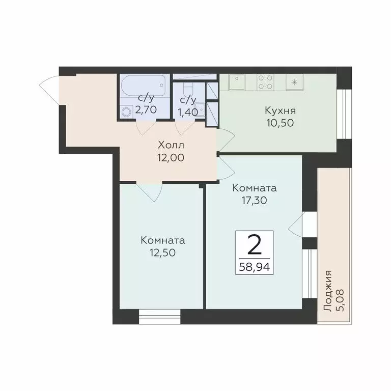 2-комнатная квартира: посёлок городского типа Родники, жилой комплекс ... - Фото 1