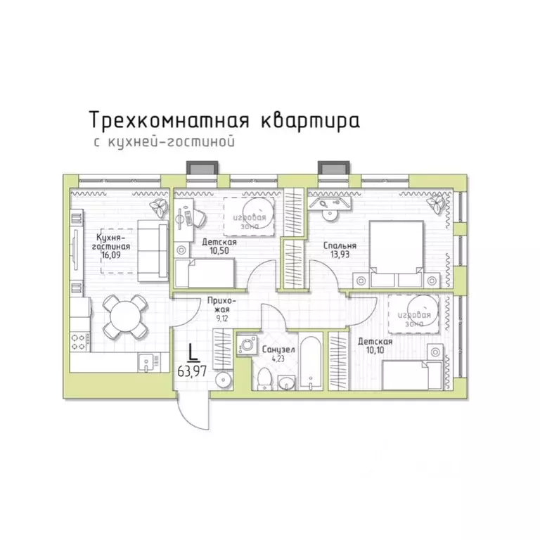 3-к кв. Тульская область, Тула городской округ, пос. Молодежный 5 ... - Фото 0