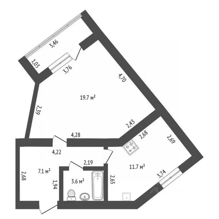 1-к кв. Амурская область, Благовещенск Зейская ул., 317 (42.1 м) - Фото 1