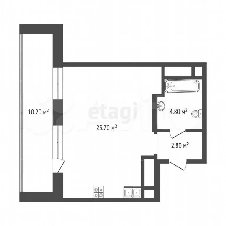 Квартира-студия, 33,5 м, 8/24 эт. - Фото 0