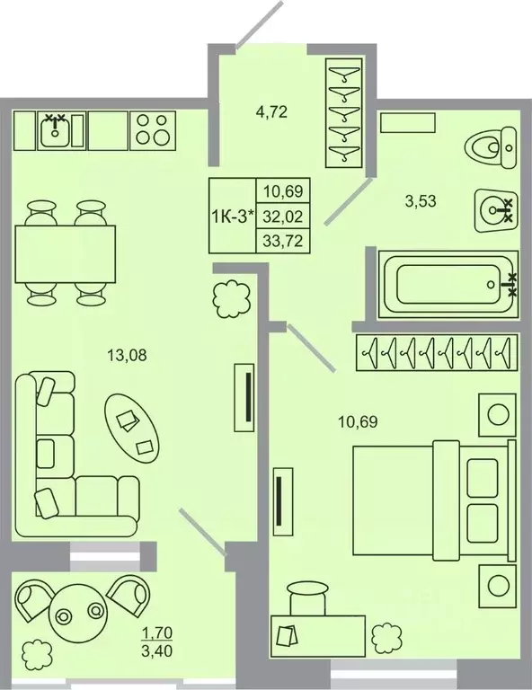 1-к кв. Ленинградская область, Всеволожский район, пос. Бугры Стороны ... - Фото 1
