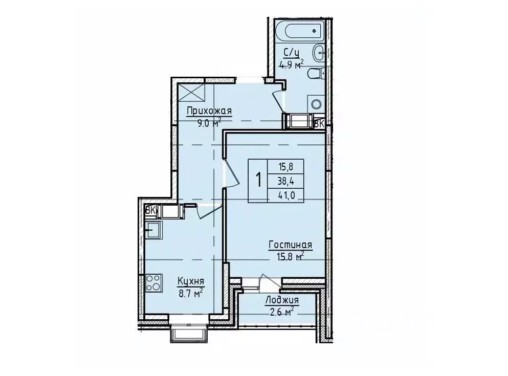 1-к кв. Московская область, Щелково пер. 1-й Советский, 20 (41.0 м) - Фото 1