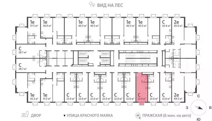 Квартира-студия, 22 м, 19/23 эт. - Фото 1