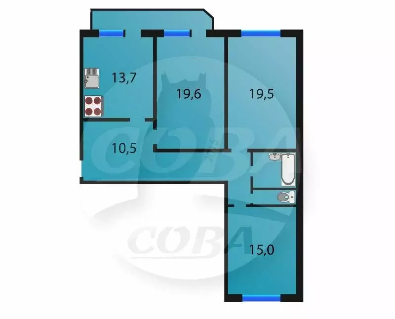 3-комнатная квартира: Тюмень, Широтная улица, 192к1 (90 м) - Фото 1