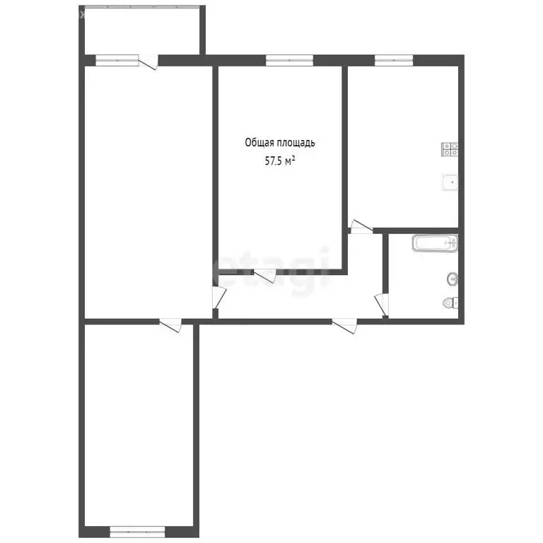 3-комнатная квартира: Междуреченск, улица Юдина, 18 (57.5 м) - Фото 0