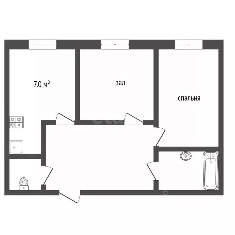 2-к кв. Орловская область, Орел Комсомольская ул., 106 (44.0 м) - Фото 2