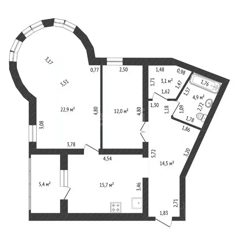 2-к кв. Башкортостан, Уфа бул. Ибрагимова, 46 (73.1 м) - Фото 2