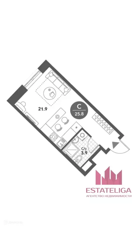 Продаётся квартира-студия, 25.8 м - Фото 0