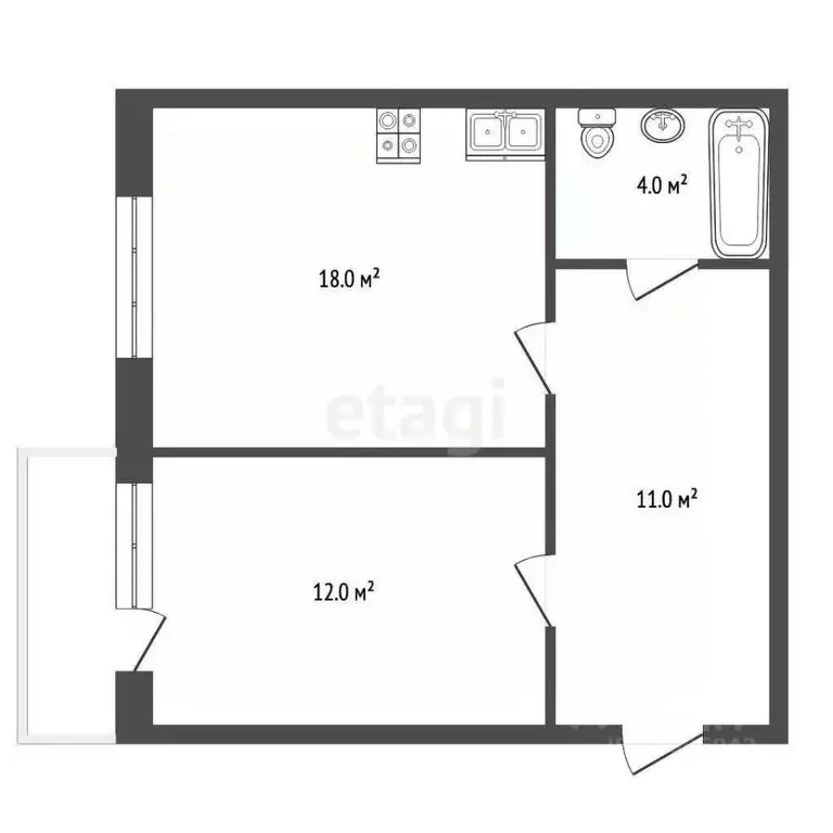 1-к кв. Забайкальский край, Чита Алданская ул., 11 (45.0 м) - Фото 2