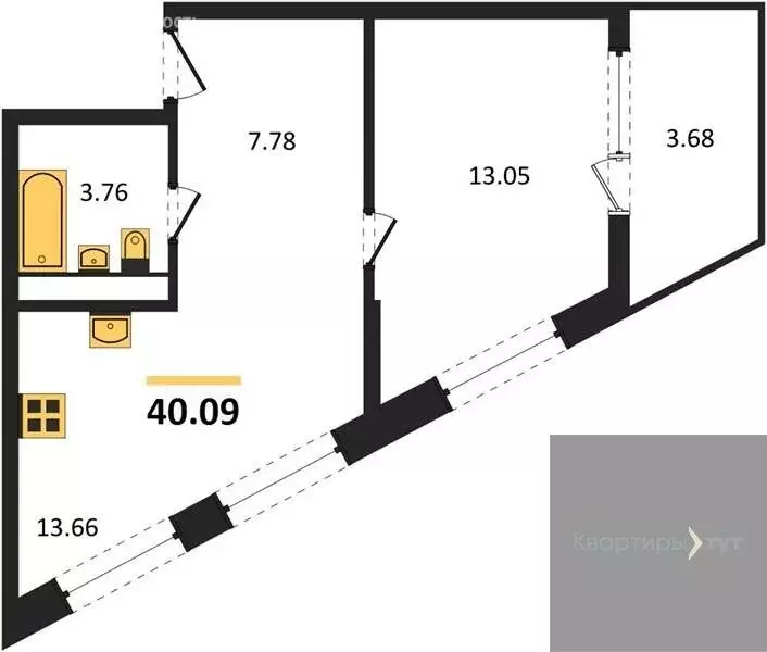 1-комнатная квартира: Воронеж, набережная Чуева, 7 (40.09 м) - Фото 1