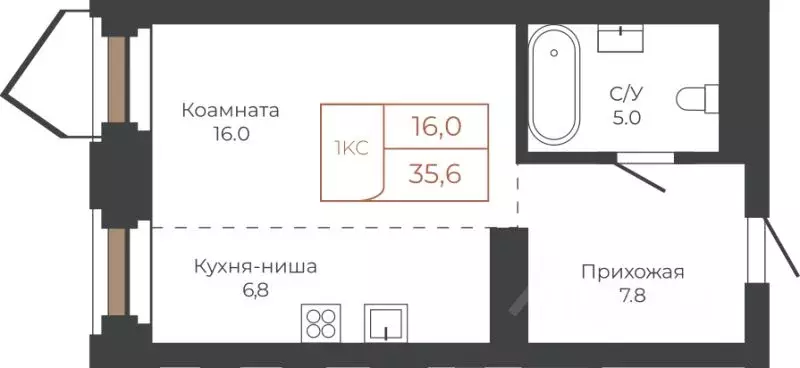 1-к кв. Алтайский край, Барнаул пл. Баварина, 8к2 (35.5 м) - Фото 1
