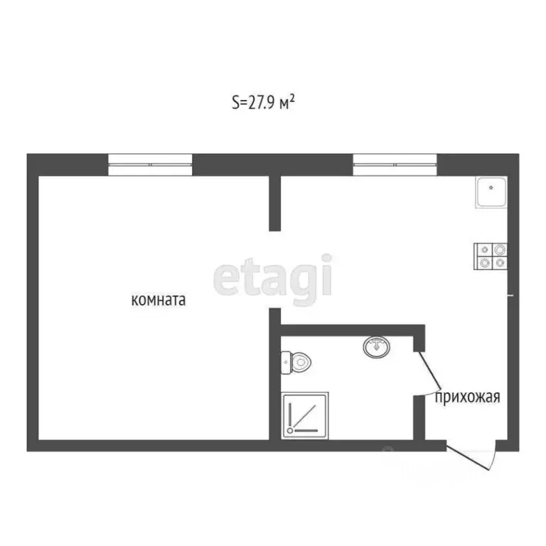 1-к кв. Краснодарский край, Анапа ул. Адмирала Пустошкина, 22к6 (27.9 ... - Фото 2