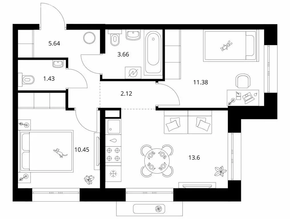 2-комнатная квартира: Улан-Удэ, улица Шмидта (48.28 м) - Фото 1