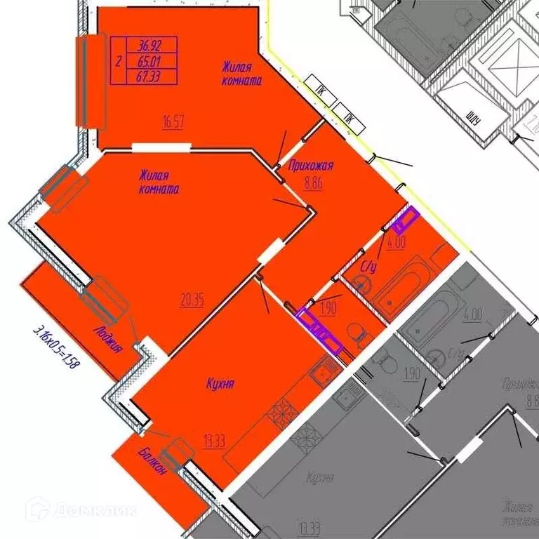 Продаётся 2-к квартира, 67.33 м - Фото 0