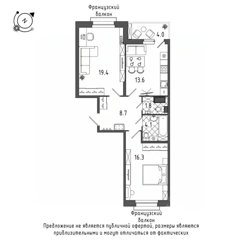 2-к кв. Санкт-Петербург Черниговская ул., 13к2 (66.8 м) - Фото 0