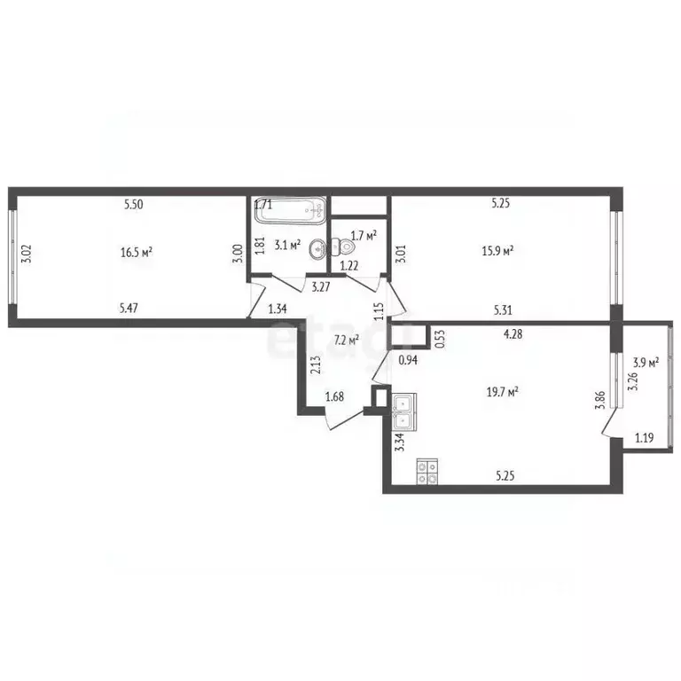 2-к кв. Санкт-Петербург ш. Суздальское, 18к3 (64.1 м) - Фото 1