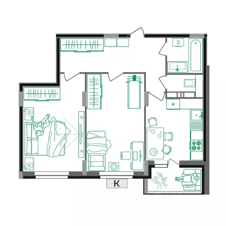 2-к кв. Владимирская область, Ковров Еловая ул., 82 (61.8 м) - Фото 2
