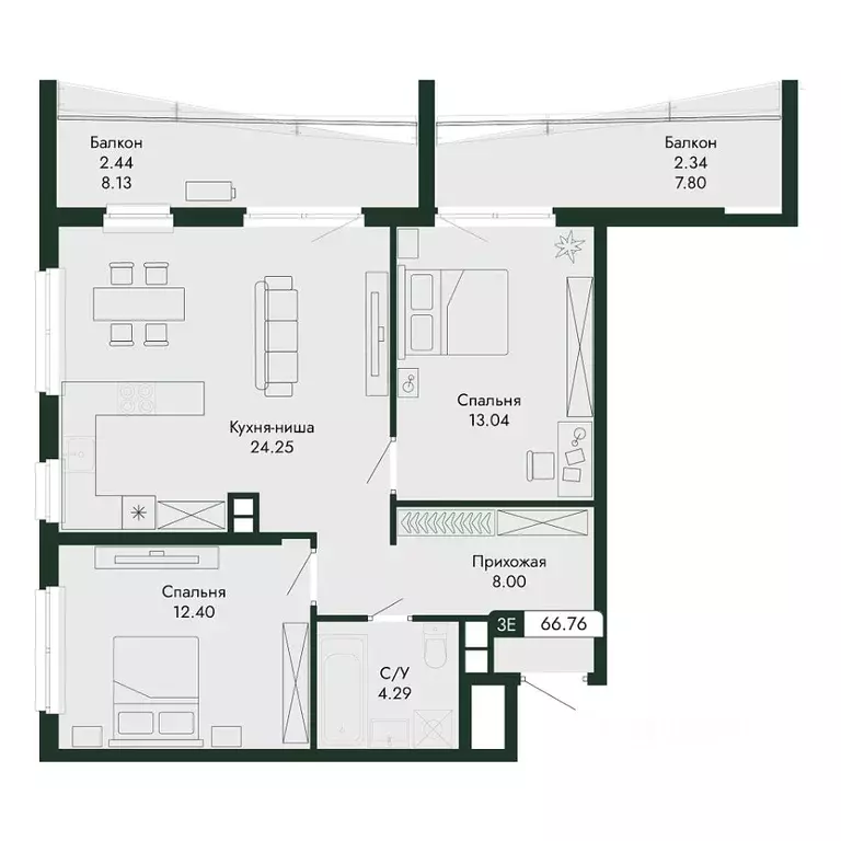3-к кв. Крым, Алушта  (66.76 м) - Фото 1