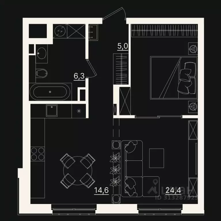 1-к кв. Тюменская область, Тюмень ул. Щербакова, 2к5 (50.27 м) - Фото 1