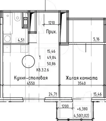 1-к кв. Санкт-Петербург Заставская ул., 30 (48.69 м) - Фото 0