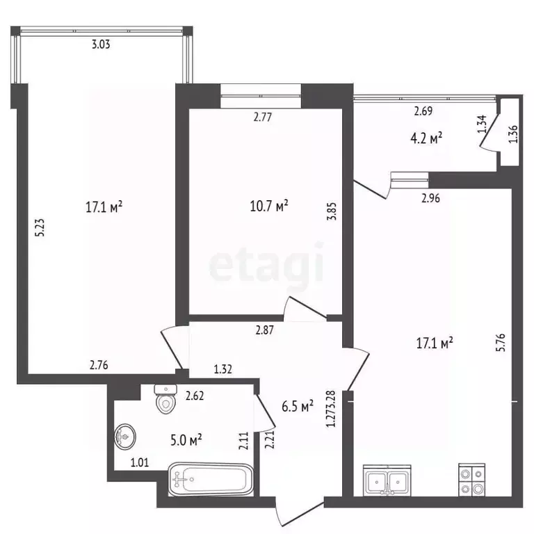 2-к кв. Краснодарский край, Анапа Парковая ул., 79к1 (56.4 м) - Фото 1
