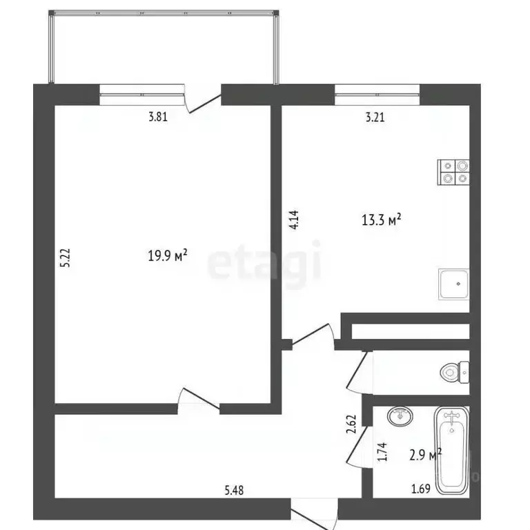1-к кв. Тюменская область, Тюмень ул. Мебельщиков, 6 (46.6 м) - Фото 2