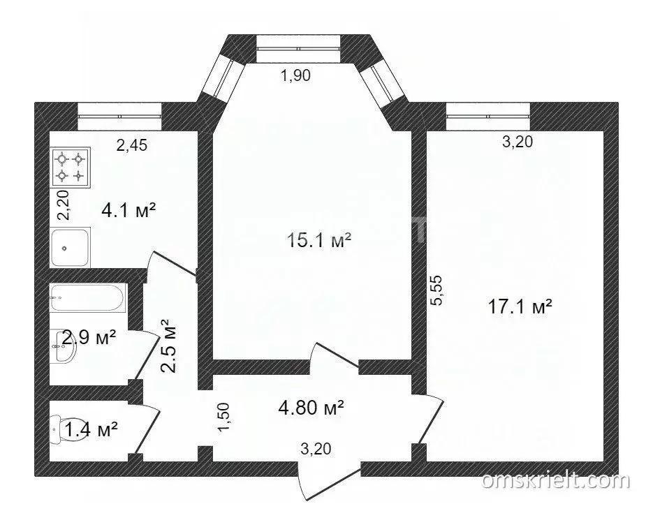2-к кв. Липецкая область, Липецк ул. Суворова, 3 (42.0 м) - Фото 2