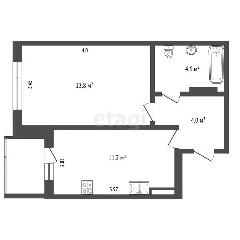 1-комнатная квартира: Омск, улица Малиновского, 10 (33.6 м) - Фото 1