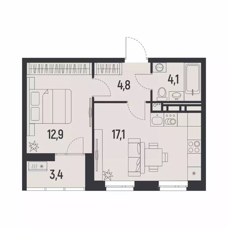 1-к кв. Пермский край, Пермь Ераничи мкр,  (40.6 м) - Фото 1