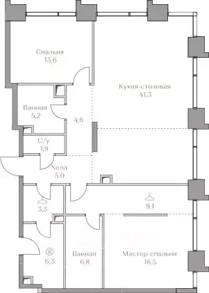 2-к кв. Москва Коллекция Лужники жилой комплекс (113.8 м) - Фото 0