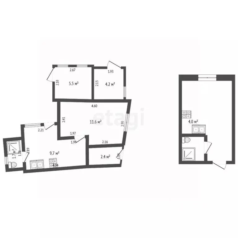 Студия Крым, Ялта ул. Сосновая, 32 (13.0 м) - Фото 2