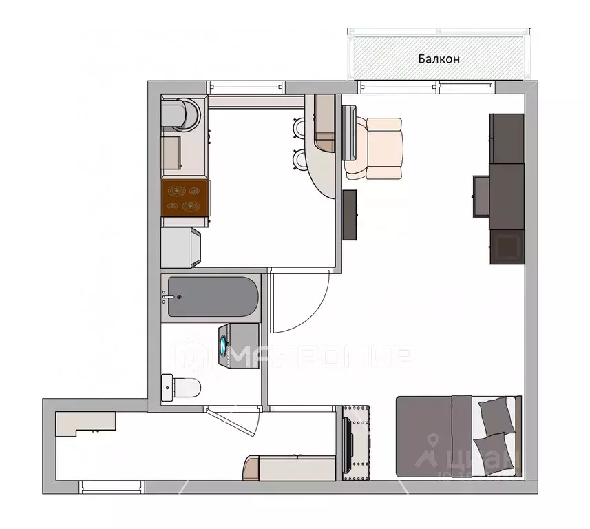 1-к кв. Брянская область, Брянск просп. Станке Димитрова, 20 (31.0 м) - Фото 2