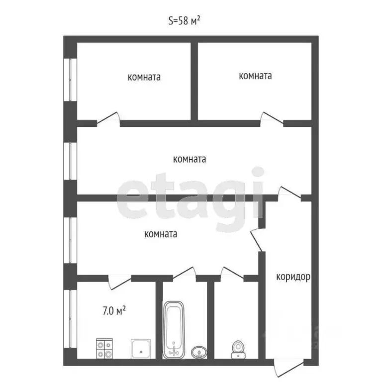 4-к кв. Вологодская область, Сокол ул. Шатенево, 55 (58.0 м) - Фото 2