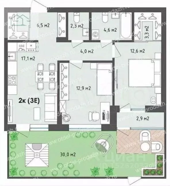 2-к кв. Воронежская область, Воронеж бул. Содружества, 1 (74.0 м) - Фото 2