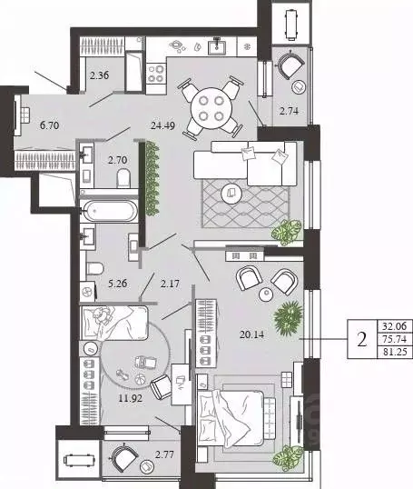2-к кв. Тульская область, Тула ул. Фридриха Энгельса, 74 (81.25 м) - Фото 0